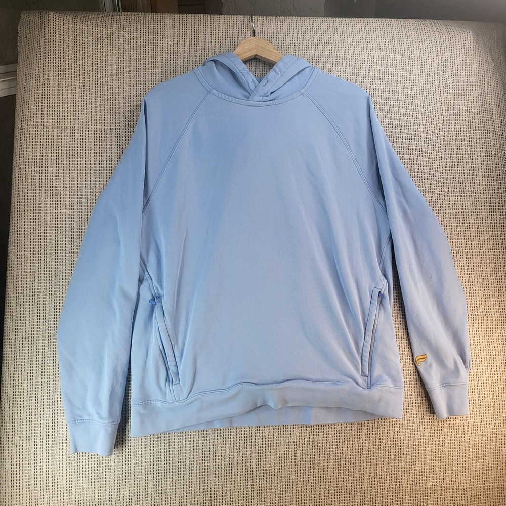 Fabletics Pullover Hoodie Sweatshirt Mens Medium Light Blue‎ Front Pockets
